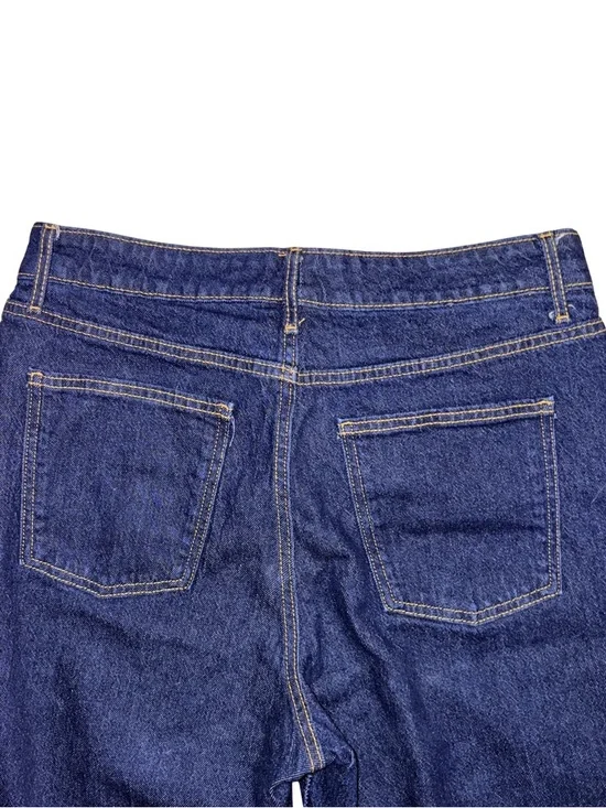Free Assembly Dark Wash Barrel Leg Jeans with Gold Stitching - NWOT - Size 10 - Picture 6 of 7